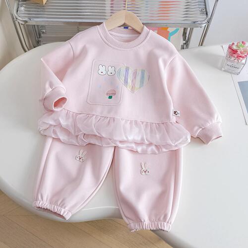 Children's Spring Outfit Set 2025 New Arrival Baby Girl's Cute Casual Sportswear Two-Piece Set