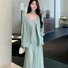 法式气质西服套装裙女士2025春秋季新款西装外套吊带连衣裙两件套
