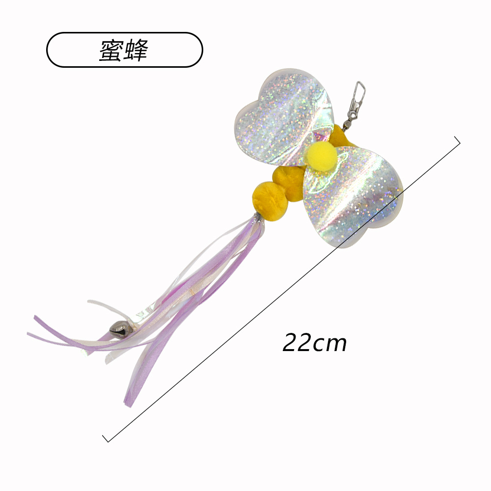 Resumen transfronterizo nueva mascota gato juguete gran pez volador cabeza de reemplazo divertido gato palo de juguete de felpa caña de pescar cabeza de reemplazo