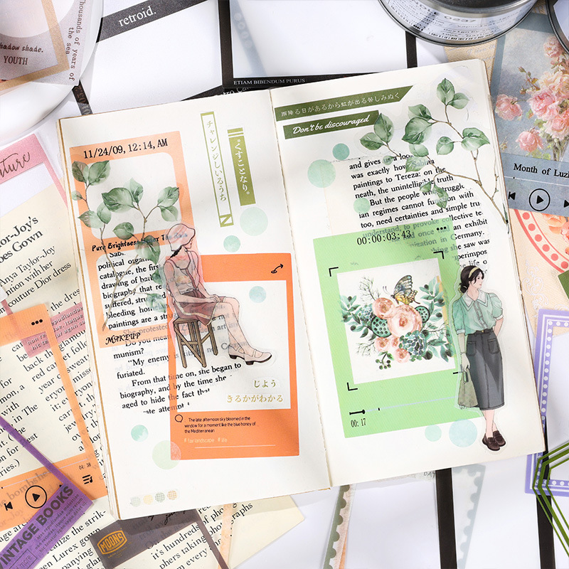 Xiyi Jinsi Diario PVC pegatinas a prueba de agua retro frontera pegatinas para niños ins estilo foto decorativa frontera pegatinas