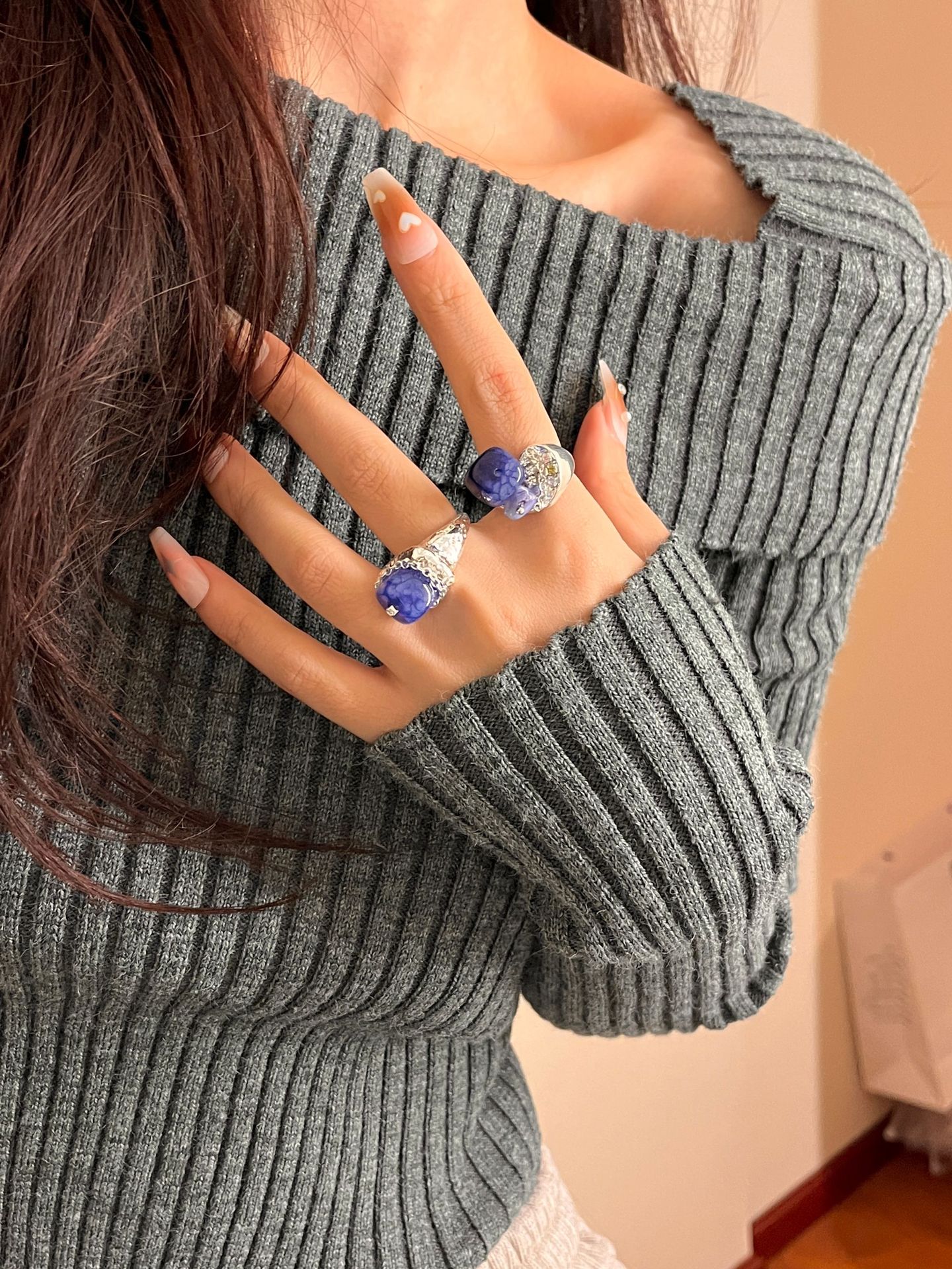 Natural Stone Ring For Women Stylish Beaded Ring For Her_voghion.com
