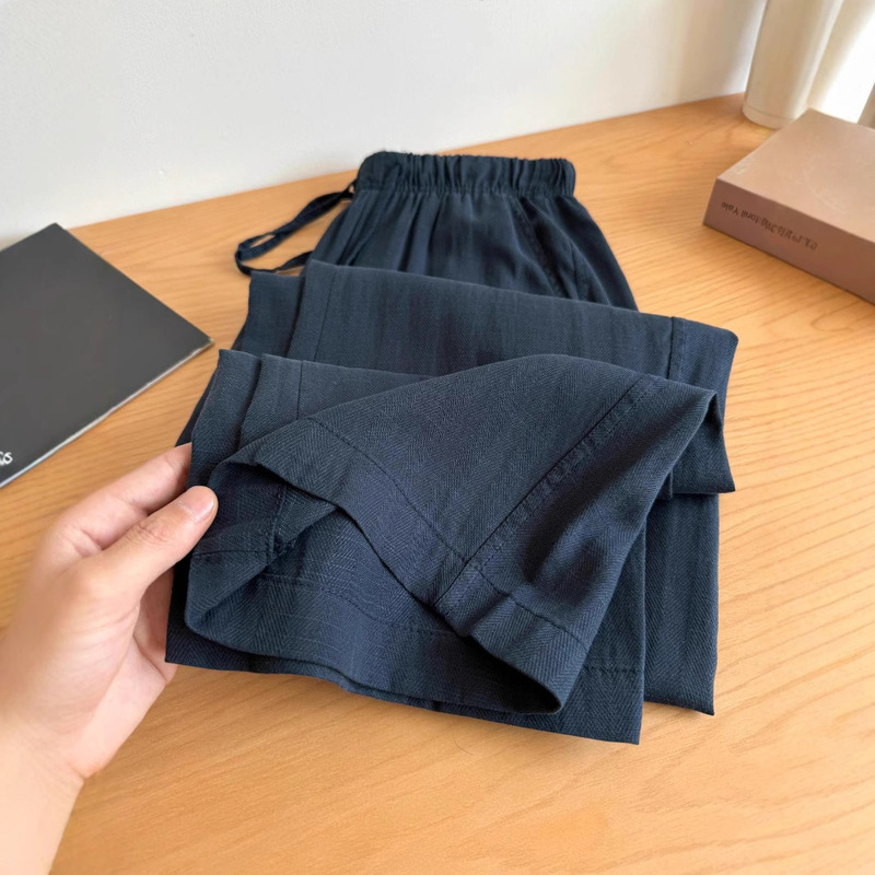 Lyocell Tencel Linen Slim Narrow Wide Leg Pants Women's Summer Thin Drape Casual Pants