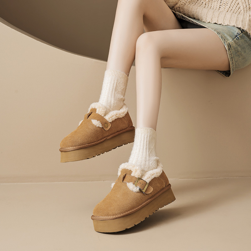 Augu Lion Deng Xiaoping Boccan zapatos mujeres 2025 nuevo otoño invierno al aire libre zapatos de algodón de nieve casuales zapatos de suela gruesa