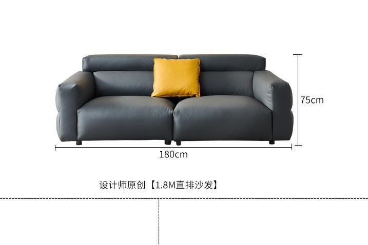 Italiano pequeño sofá de cuero de vaca negro primera capa de piel de vaca sala de estar minimalista pequeño apartamento abajo sofá de cuero negro combinación image 7