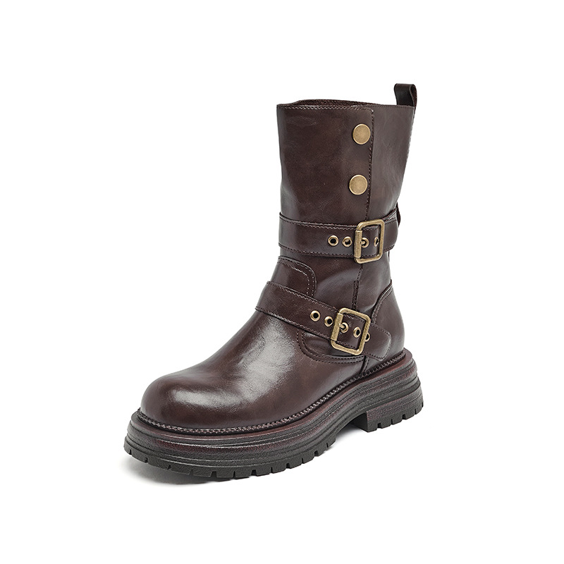 2026 nuevo otoño retro botas cortas de manga media botas de caballero occidental botas