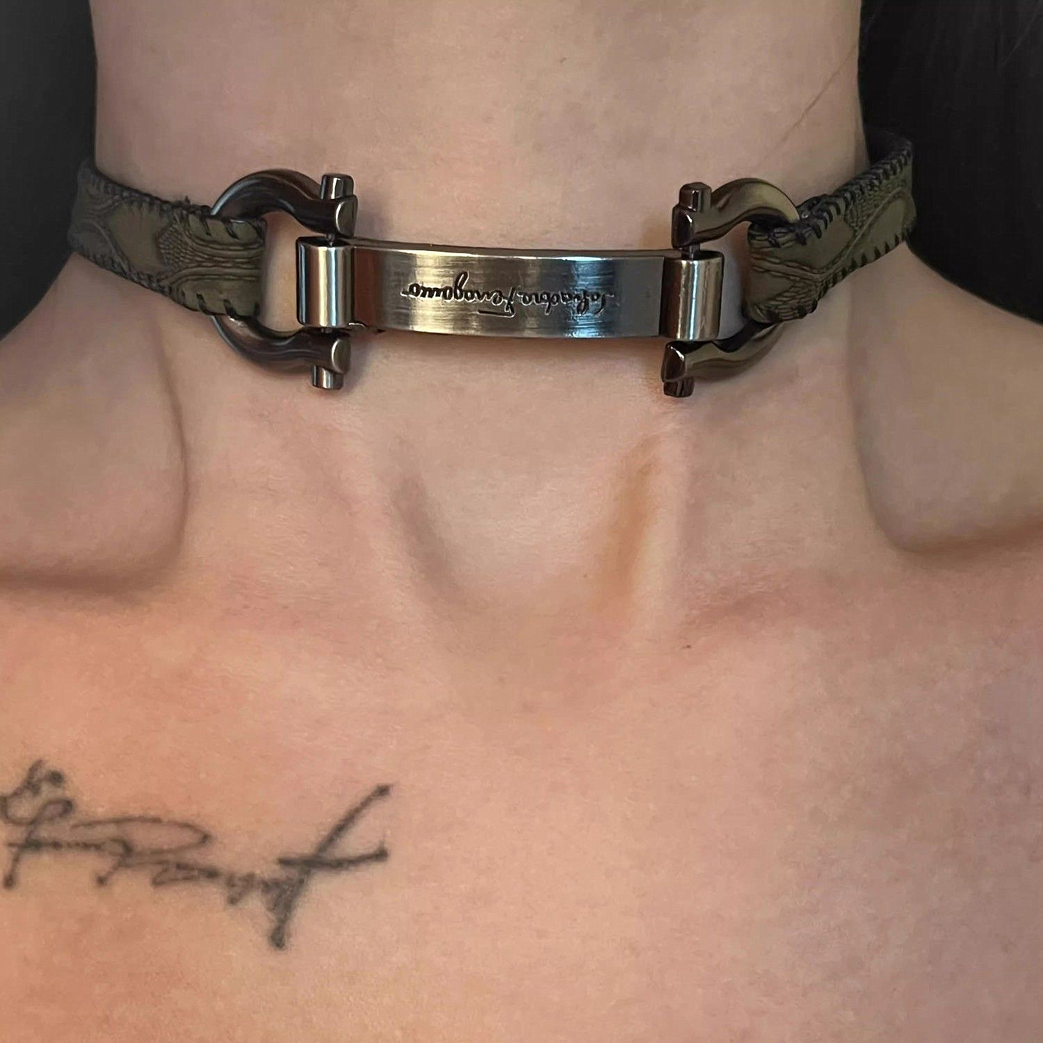 Pu Leather, Metal Chain Material Exaggerated Cool Style Geometric Letter Pu Leather Metal Choker Wholesale