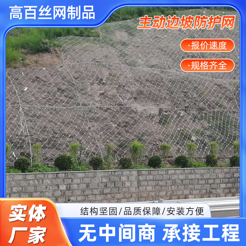 山体加固热镀锌钢丝绳网覆盖式边坡防护网sns柔性钢丝绳网防坠网