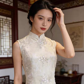 琳湘漫高端新中式米白订婚结婚领证旗袍礼服2025新款绝美礼裙年轻