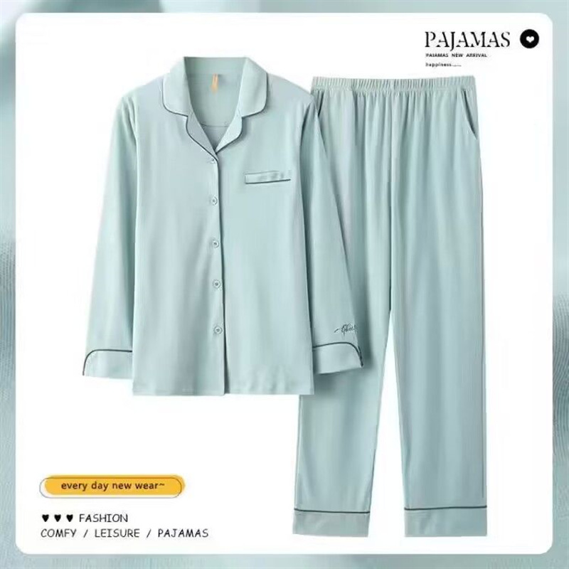 Pijamas traje de algodón puro Mujer % primavera y otoño verano manga larga dulce REDUCCIÓN DE EDAD homewear al aire libre
