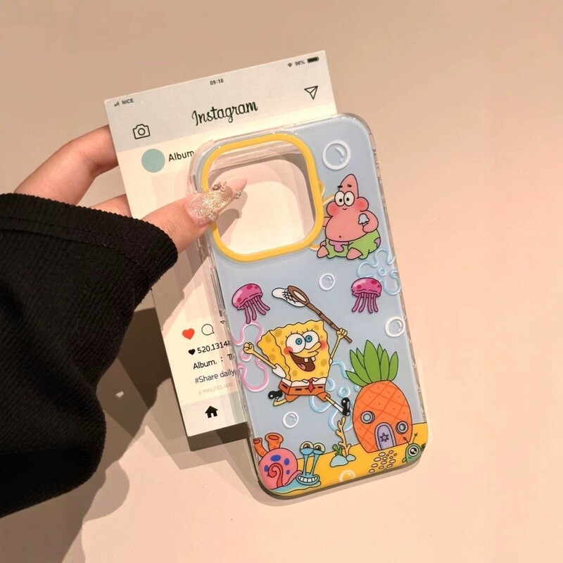 海绵宝宝派大星适用iPhone16promax苹果15手机壳14新款13女16链条|undefined
