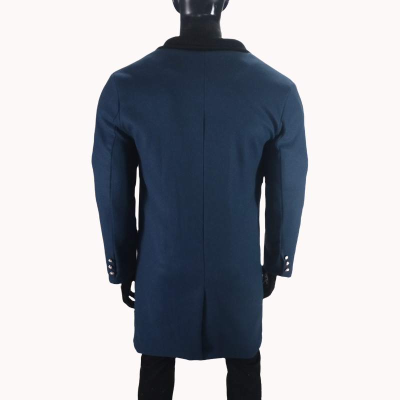 Men's Classic Black Wool Blend Long Overcoat Slim Fit Formal Jacket_voghion.com