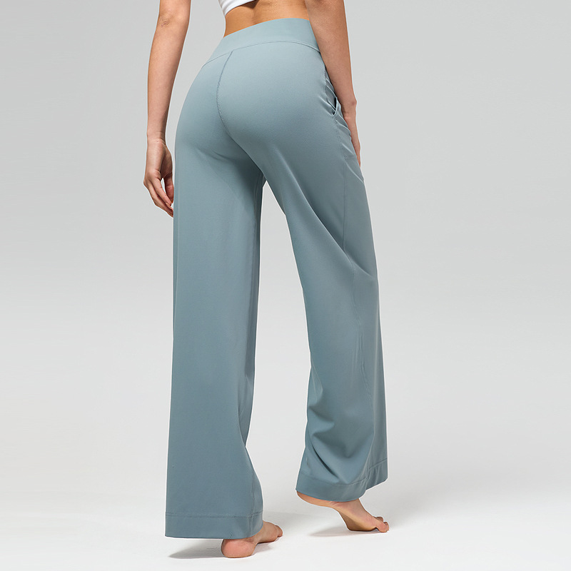 INFLACHI pantalones de chándal sueltos pantalones de fitness de yoga cepillados de secado rápido para mujer pantalones de pierna ancha rectos casuales transpirables