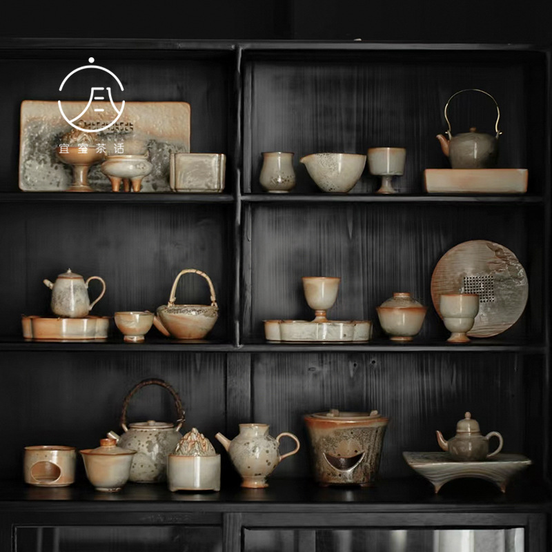 宜室茶话墨彩柴烧窑变系列盖碗茶壶茶杯公道杯壶承咖啡杯烧水壶