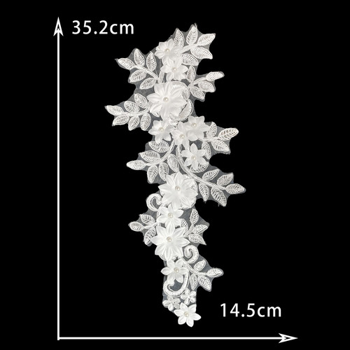 White hollow lace collar three-dimensional imitation pearl embroidery lace bridal wedding accessories wholesale