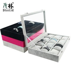 12-grid pillow watch bracelet tray jewelry box accessory display stand velvet jewelry tray counter storage box