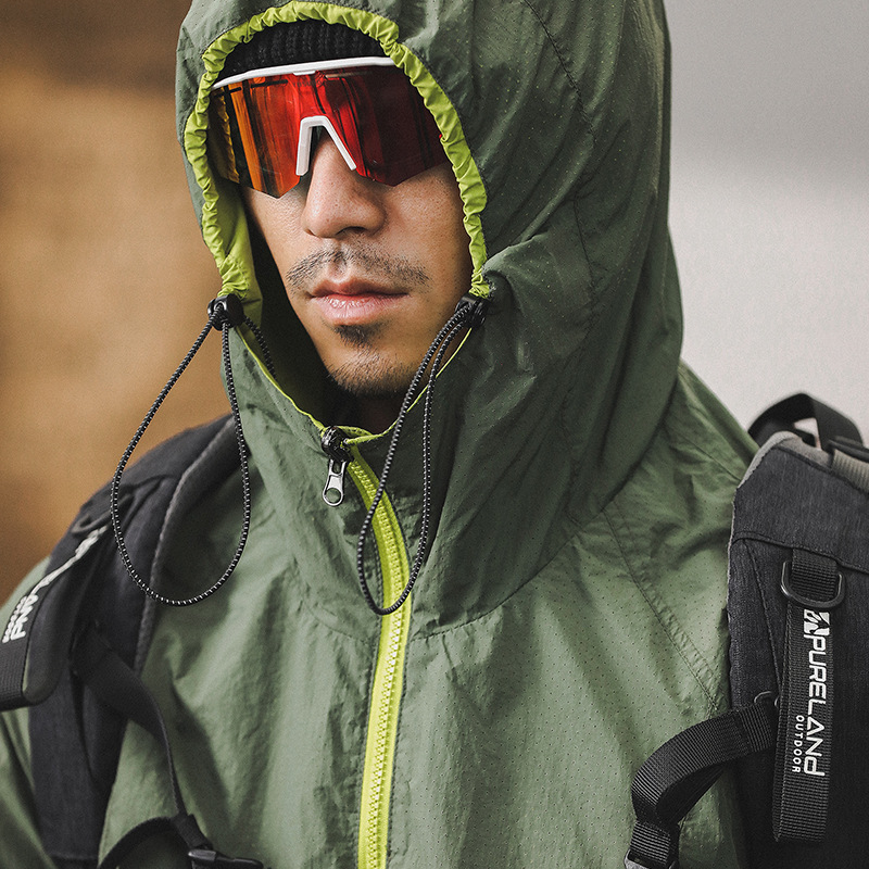 Upf50+ Water-Repellent Sun Protection Jacket for Men Spring 2025 New Outdoor Jacket Hooded Work Jacket for Men