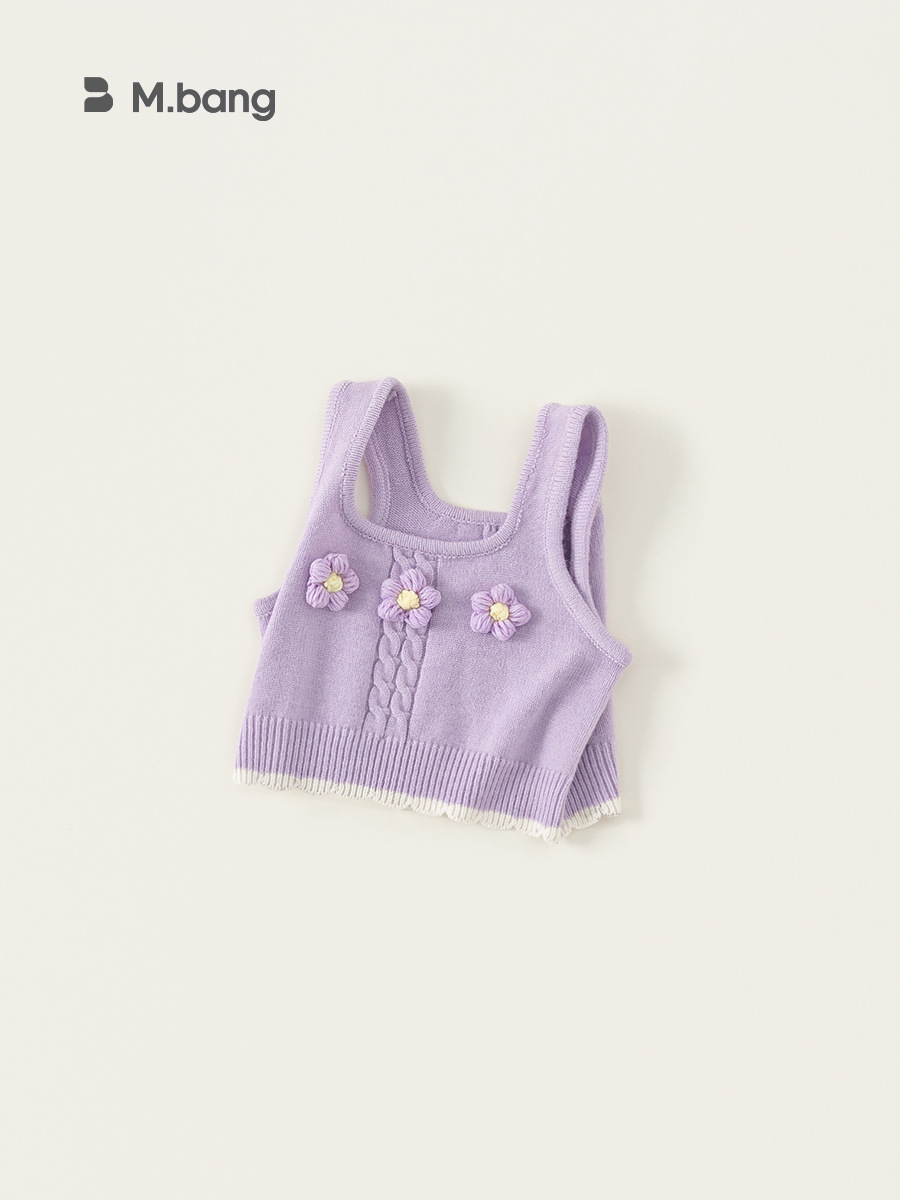 Youbao Ropa para niños Chaleco de punto para niñas 2025 Primavera Nuevo estilo Camisola para niños Chaleco de flores de estilo occidental Chaleco