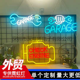 跨境亚马逊霓虹灯Check Engine发动机汽车维修个性化图片LED装饰