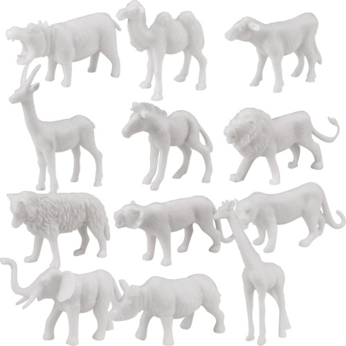 Cross-border animal white blank solid model painting toy creative DIY coloring static plastic animal white mold wholesale