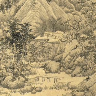9V7T传世名画高清复制元代马琬春山清霁图国画山水画微喷字画装饰-阿里巴巴