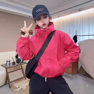 韩版甜美冲锋衣连帽外套女2026高级感洋气小个子上衣女款秋季外套