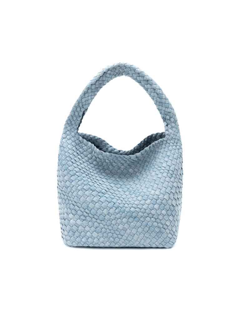 big woven denim solid color sophisticated one-shoulder bag