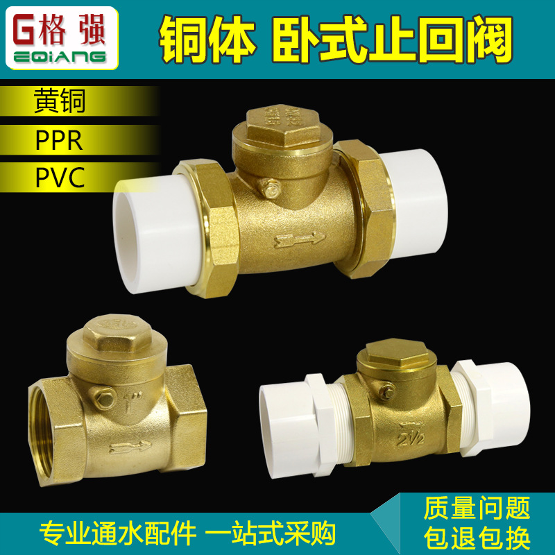 PPR热熔止回阀黄铜卧式止回阀4分 6分1寸双内丝水管配件单向阀|ms