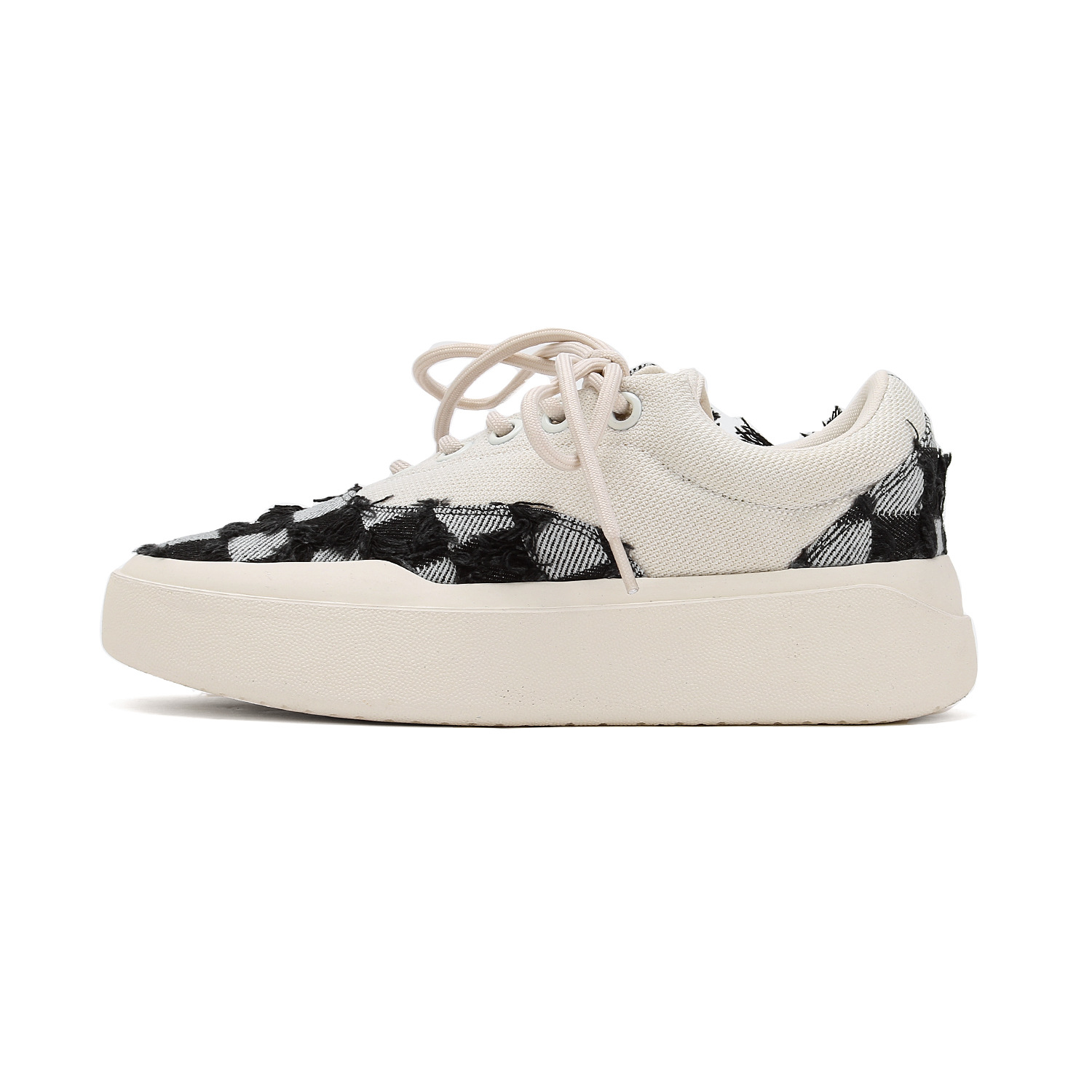 Blogger's Same Style Fashionable and Versatile Thick Sole Casual Board Size, Heightened Lace up Small White Shoes,_voghion.com