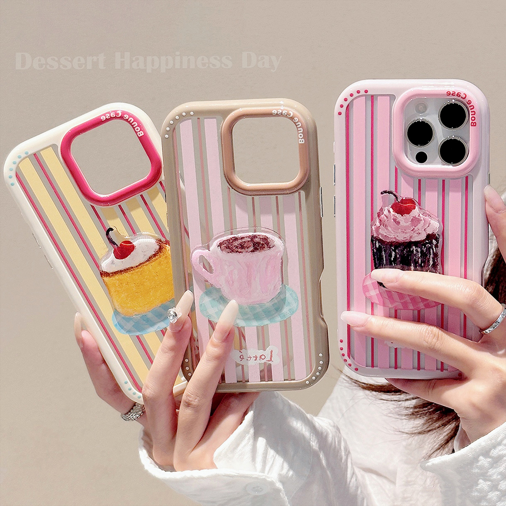 Funda de acrílico 3D con diseño de pastel para iPhone 16 Pro Max, también compatible con iPhone 15, 14 y 17.