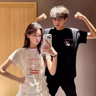 Summer Pure Cotton Short-Sleeved T-Shirt Couple Wear Lazy Style Loose Niche Design Tops for Men and Women Student Trendy Class Uniforms