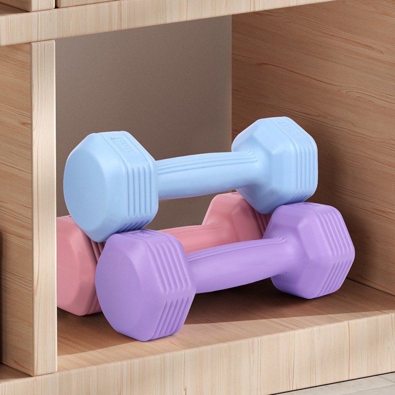 Dumbbells for Women's Fitness Home Equipment, Hexagonal Children's Arm Muscle Training Yoga Rubber-Coated Pair of Barbells, Men's Small Dumbbells