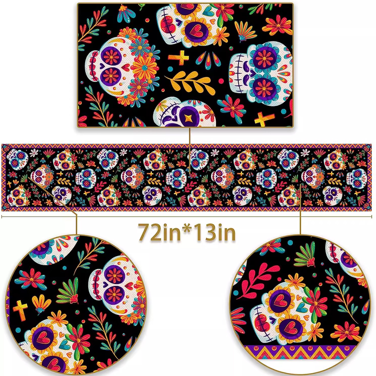 110g Weight Tablecloths Home Textiles & Decor Type tablecloth Event & Party Supplies 1 Piece, 1 Set Quantity Casual, Party Occasion Linen Material Halloween, Day of the Dead Festival Skull Pattern Funny Style Halloween Day Of The Dead Funny Skull Linen Casual Party Tablecloth Party Supplies Tableware 1 Piece 1 Set 20
