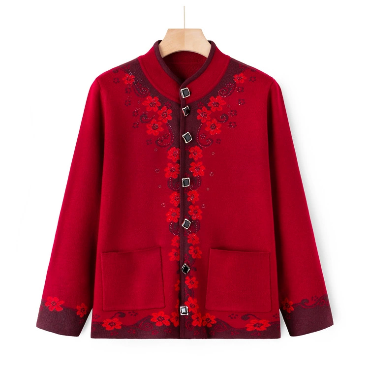 Средний и старый вязаный свитер осенний свитер пальто пожилая бабушка осень новый кардиган топ модная мама одежда