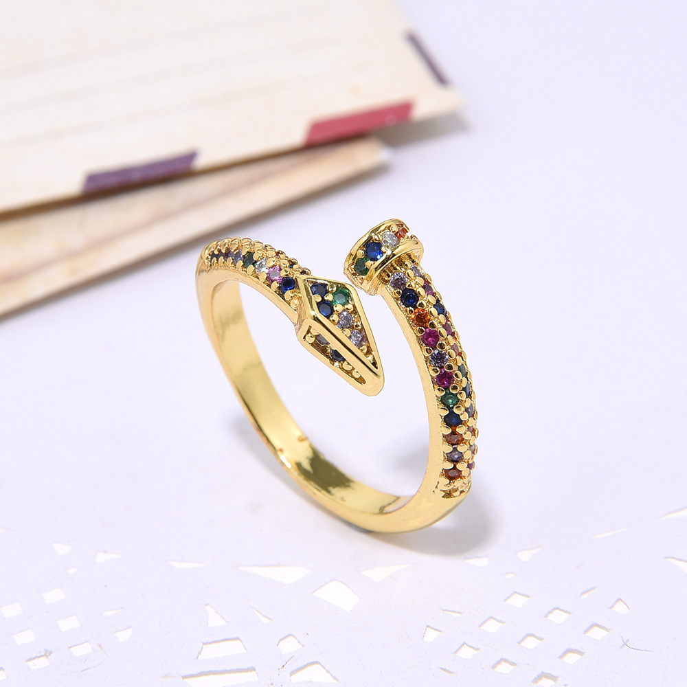Fashion Geometric Snake Copper Plating Zircon Open Ring 1 Piece