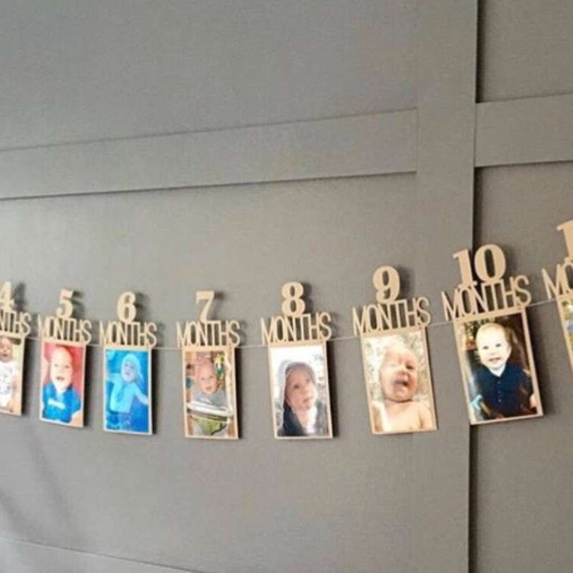 Personalizado 1 cumpleaños 1er aniversario foto banner mensual foto bebé cartón