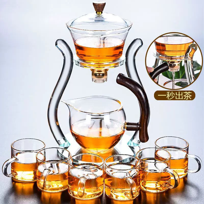Transparent automatic glass tea set for office, teapot for home use, fully automatic