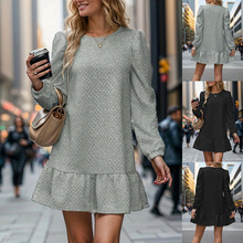 2025秋冬欧美新款亚马逊wish外贸跨境女装长袖提花时尚卫衣连衣裙