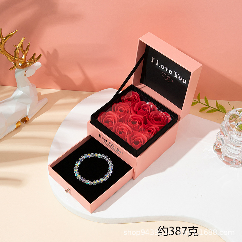 핑크 박스 + 크리스탈 팔찌