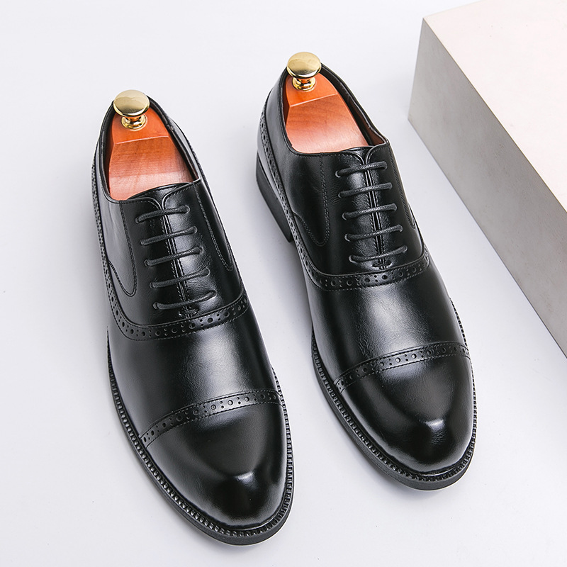 Retro zapatos de cuero de punta para hombres zapatos de color pulido de gran tamaño para hombres de negocios ropa de oficina juvenil zapatos de aumento de suela gruesa image 3