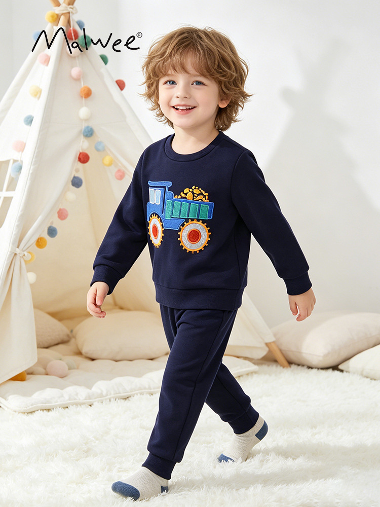 Malwee ropa para niños otoño y invierno nuevo juego de suéter Europa y América niños de cuello redondo de manga larga ropa casual para niños