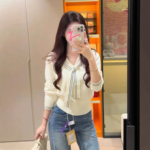 海军领披肩针织衫女2025秋冬新款女装短款时尚修身毛衣女洋气上衣