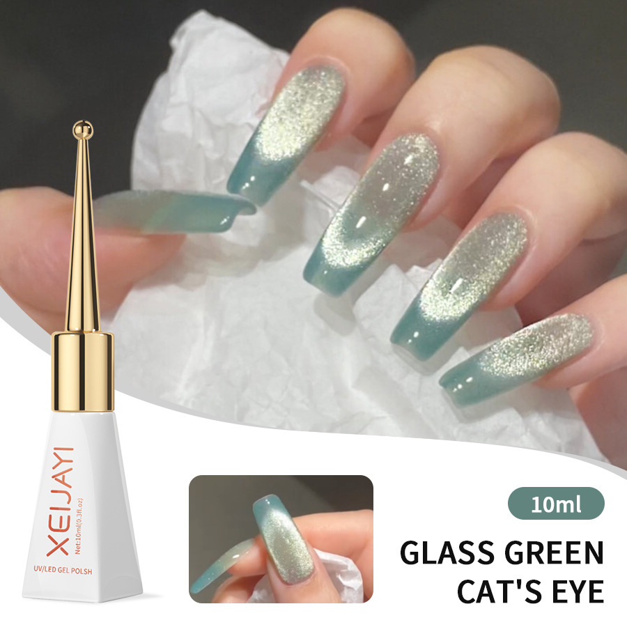 Internet celebrity glaze green warm cat eye Nail Polish glue new autumn and winter popular color cat eye phototherapy glue for nail salon
