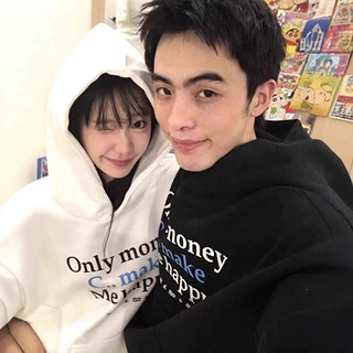 秋冬oversize加绒连帽卫衣男女上衣特别情侣装潮牌班服保暖衫外套