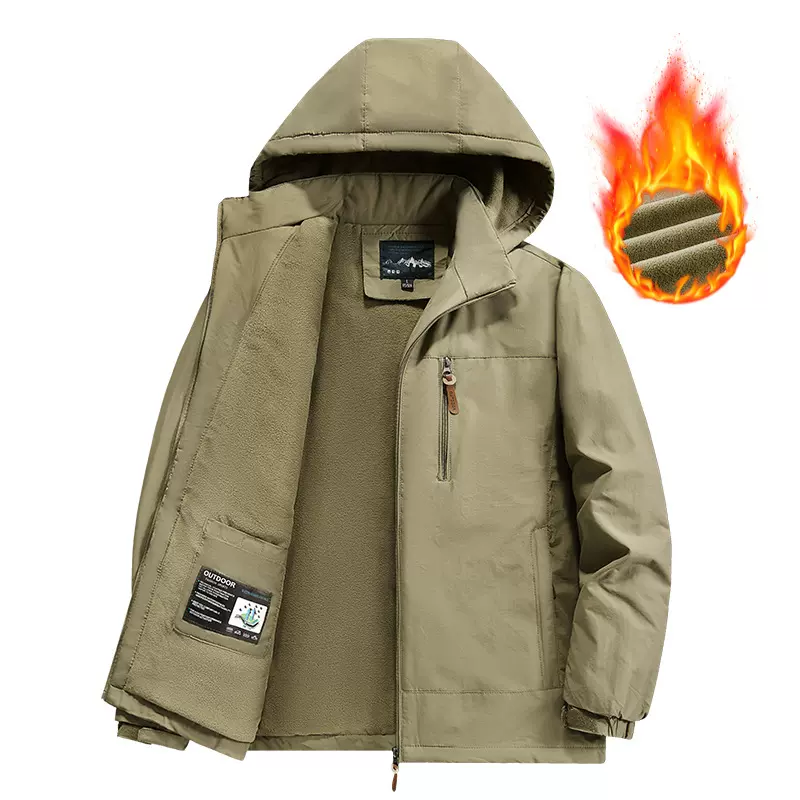 秋冬新款加厚外套三防高密防风防水冲锋衣男士户外休闲加绒夹克潮