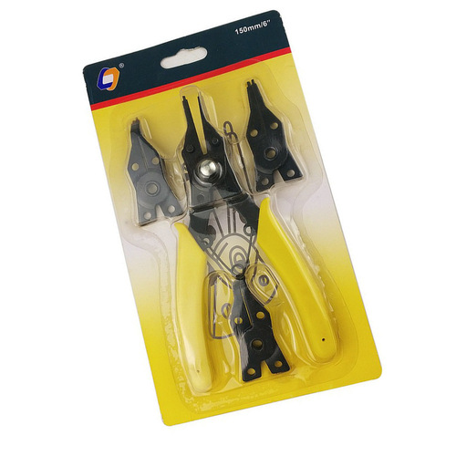 Multifunctional circlip pliers, internal and external cards, dual-purpose card, yellow pliers ring set, retaining ring, e-type spring card, four-in-one