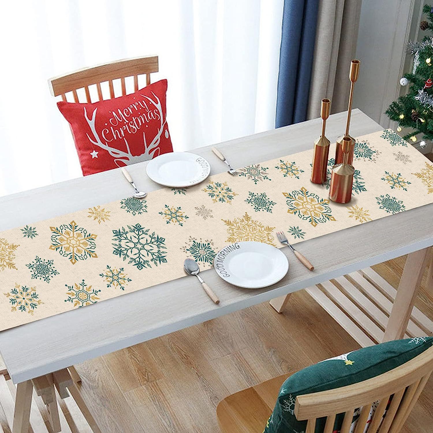 100g Weight Table Runner Event & Party Supplies Polyester Material Christmas Festival Christmas Tree, Santa Claus, Snowman Pattern Simple Style Style Christmas Simple Style Christmas Tree Santa Claus Snowman Polyester Table Runner 6