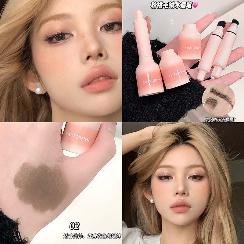 Cappuvini polvo de melocotón de peluche lápiz de cejas de agua no es fácil de desvanecerse impermeable maquillaje natural cejas salvajes maquillaje al por mayor image 8