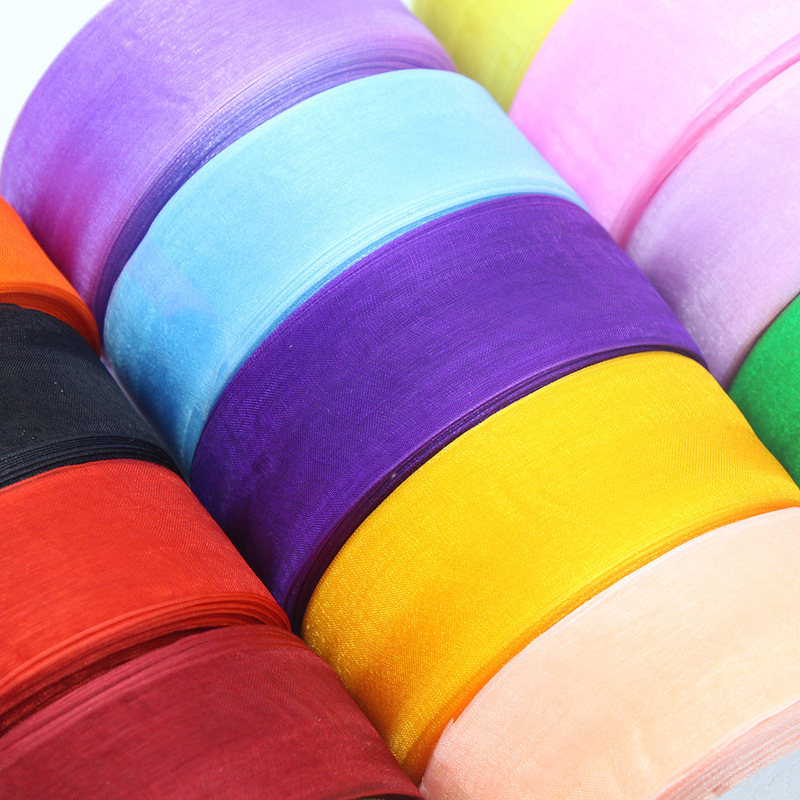 3.8/4cm organza transparent snow yarn with factory in stock Christmas holiday ribbon gift packaging flowers chiffon