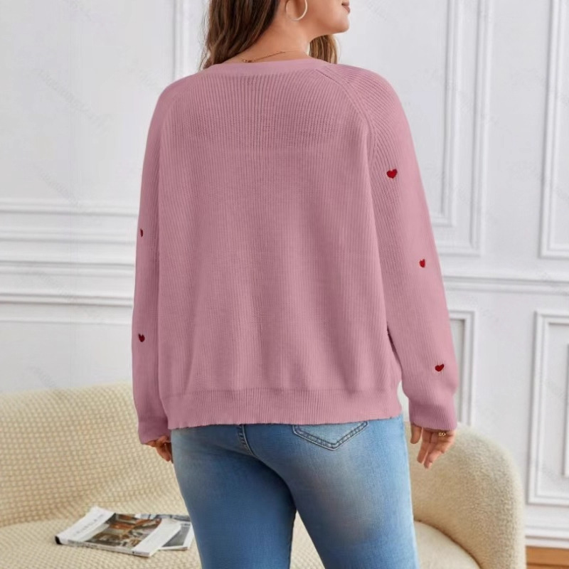 Comercio exterior transfronterizo amazon amor bordado camisa de punto chaqueta europea y americana otoño invierno botón único suéter de cuello en V cardigan mujeres image 3