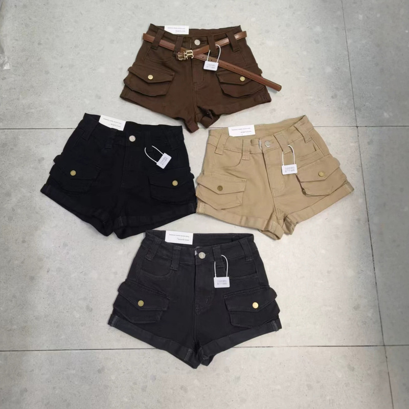 Summer new American style hot girl ultra-long leg heavy vintage washed distressed workwear denim shorts 8091 Summer new American style hot girl ultra-long leg heavy vintage washed distressed workwear denim shorts 8091